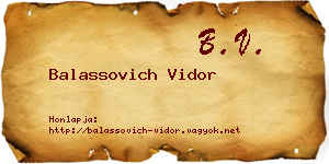 Balassovich Vidor névjegykártya